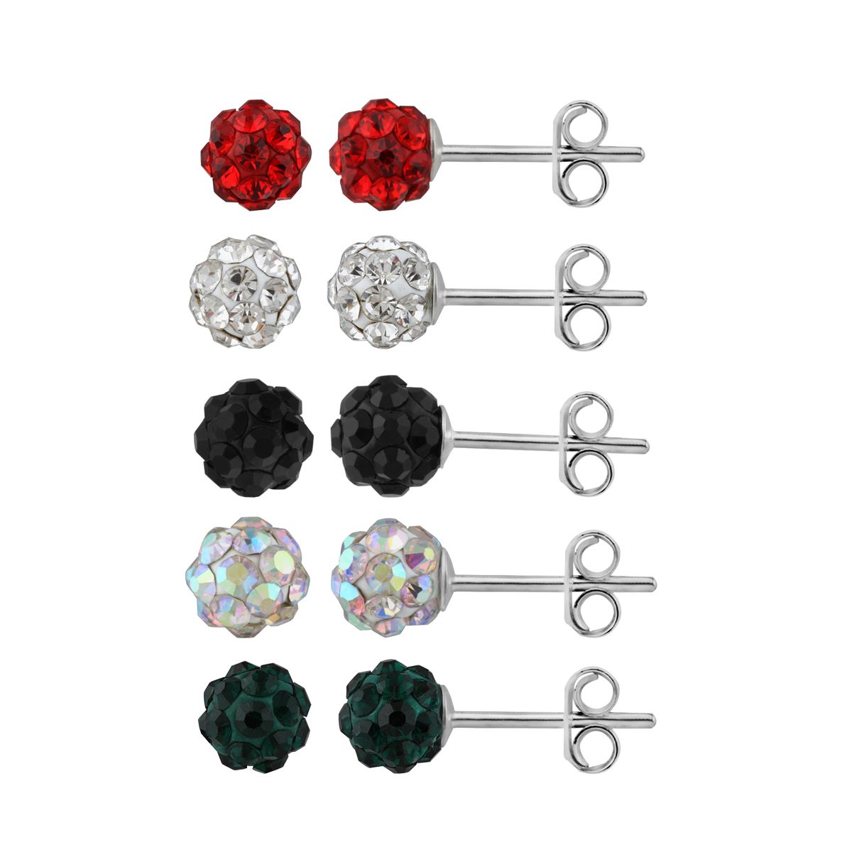 Boucles d'oreilles à tige en argent sterling et boule de cristal CZ de 5 mm