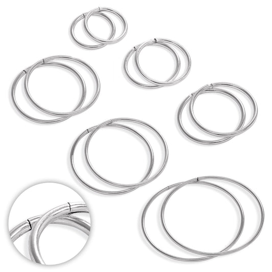 Boucles d'oreilles créoles légères en argent sterling 8 mm - 22 mm