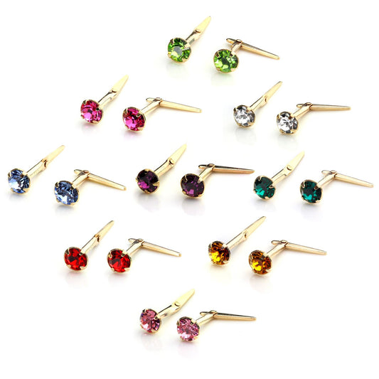 Boucles d'oreilles Andralok en or 9 carats avec cristal de 3 mm