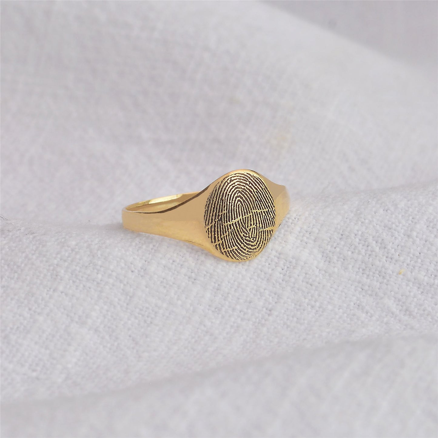 Chevalière personnalisée en or 9 carats avec empreinte digitale