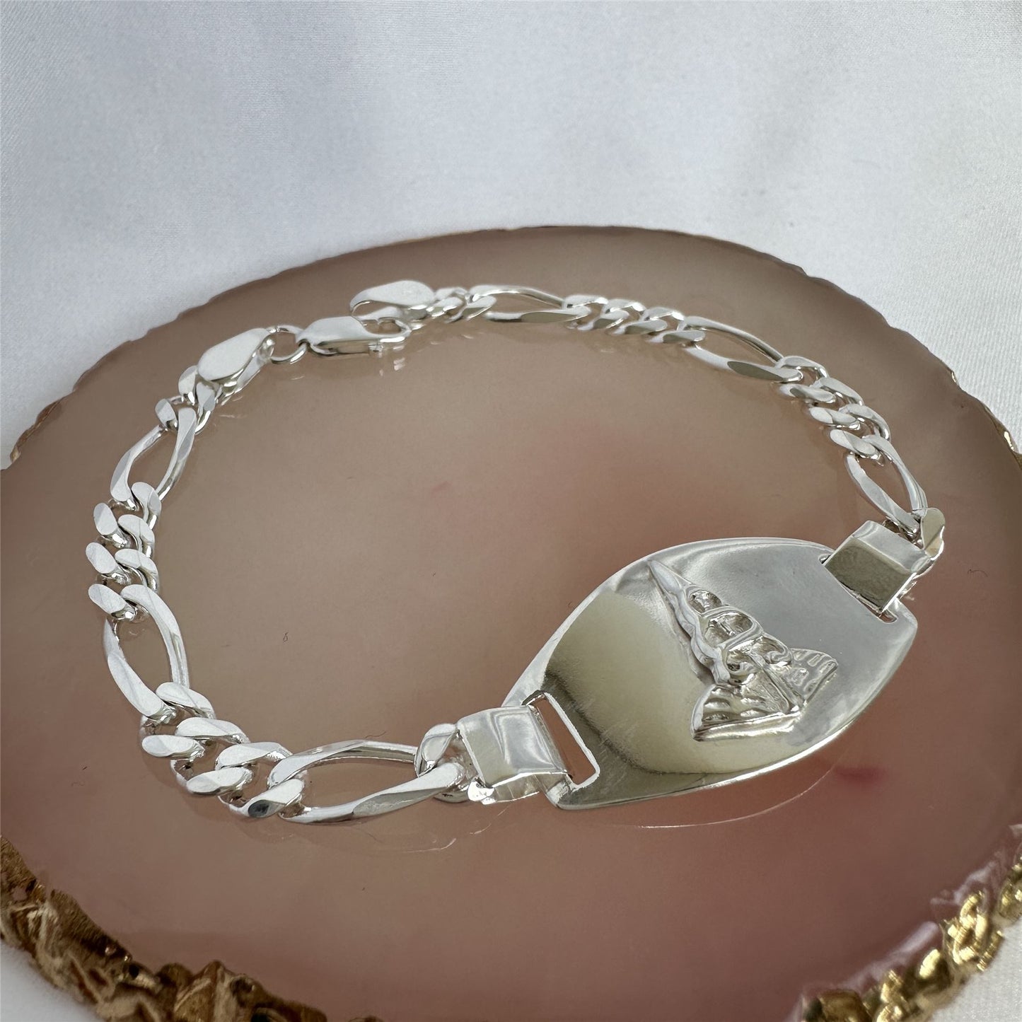 Bracelet d'alerte médicale gravable en argent sterling de 6 mm pour homme, 7,5 pouces