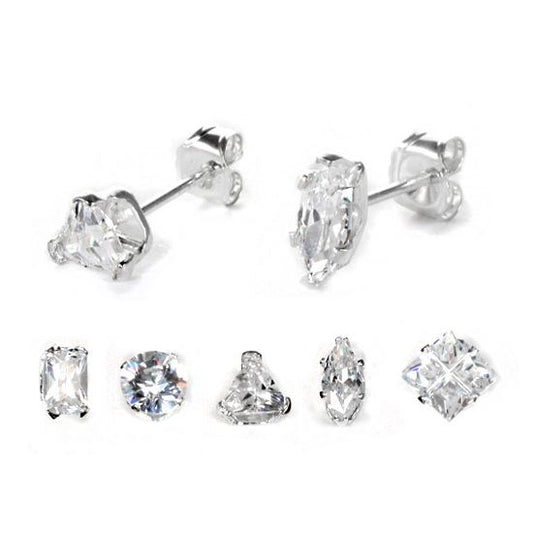 Boucles d'oreilles à tige en argent sterling avec zircones cubiques transparents