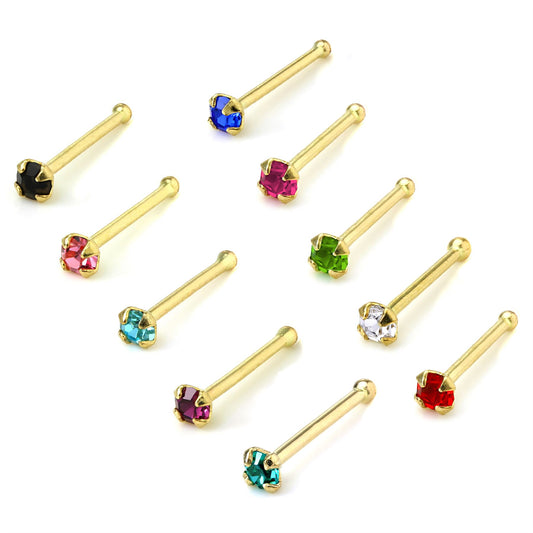Piercing de nez à extrémité sphérique en or 9 carats et cristal CZ de 1,5 mm