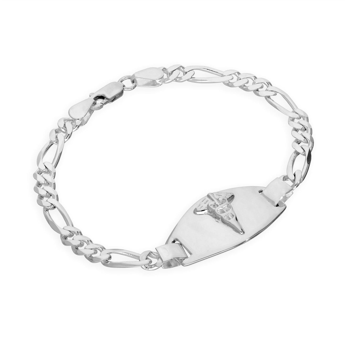 Bracelet d'alerte médicale gravable en argent sterling de 6 mm pour homme, 7,5 pouces
