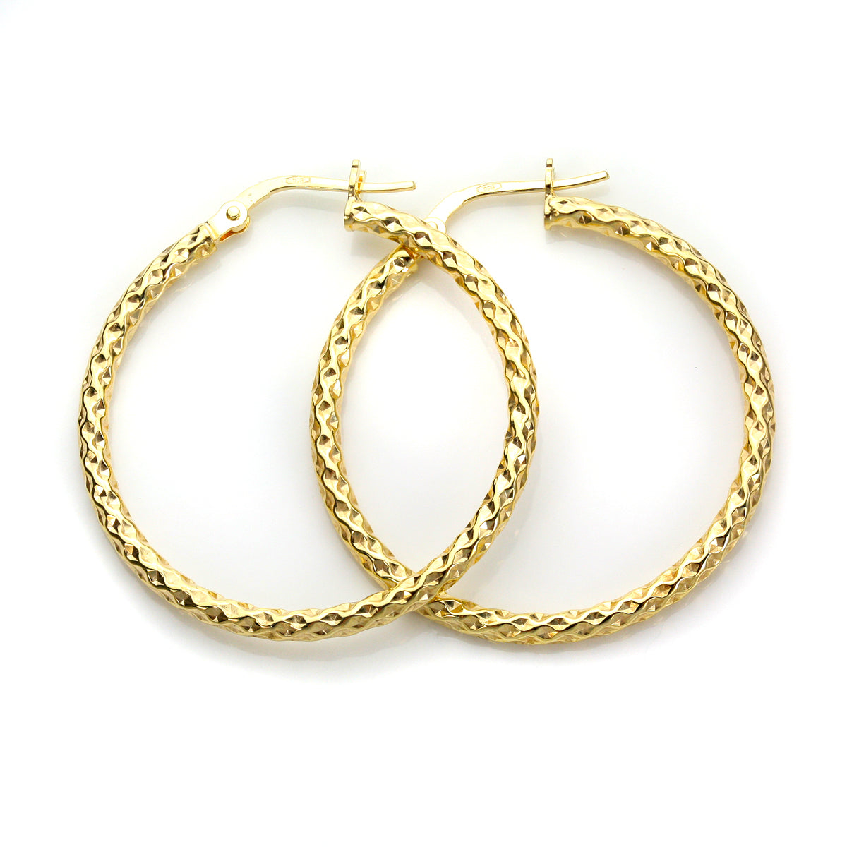 Boucles d'oreilles créoles torsadées en or jaune 9 carats