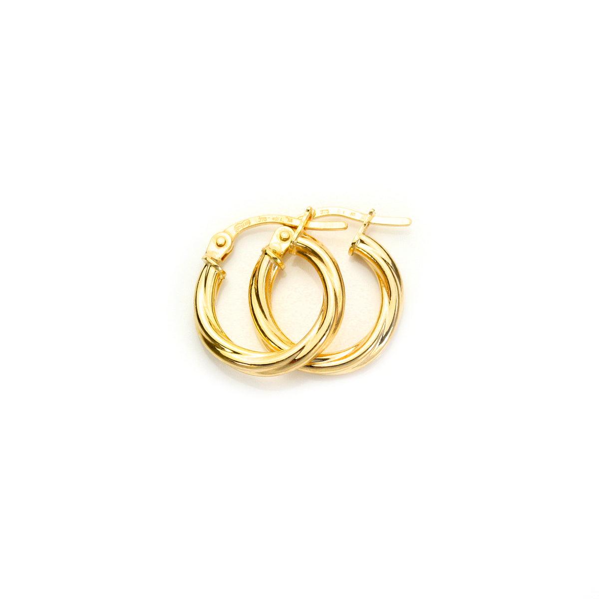 Boucles d'oreilles créoles torsadées en or jaune 9 carats
