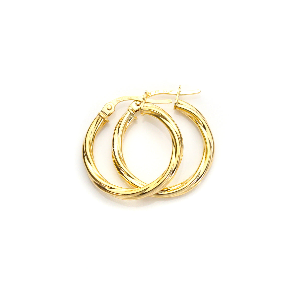 Boucles d'oreilles créoles torsadées en or jaune 9 carats