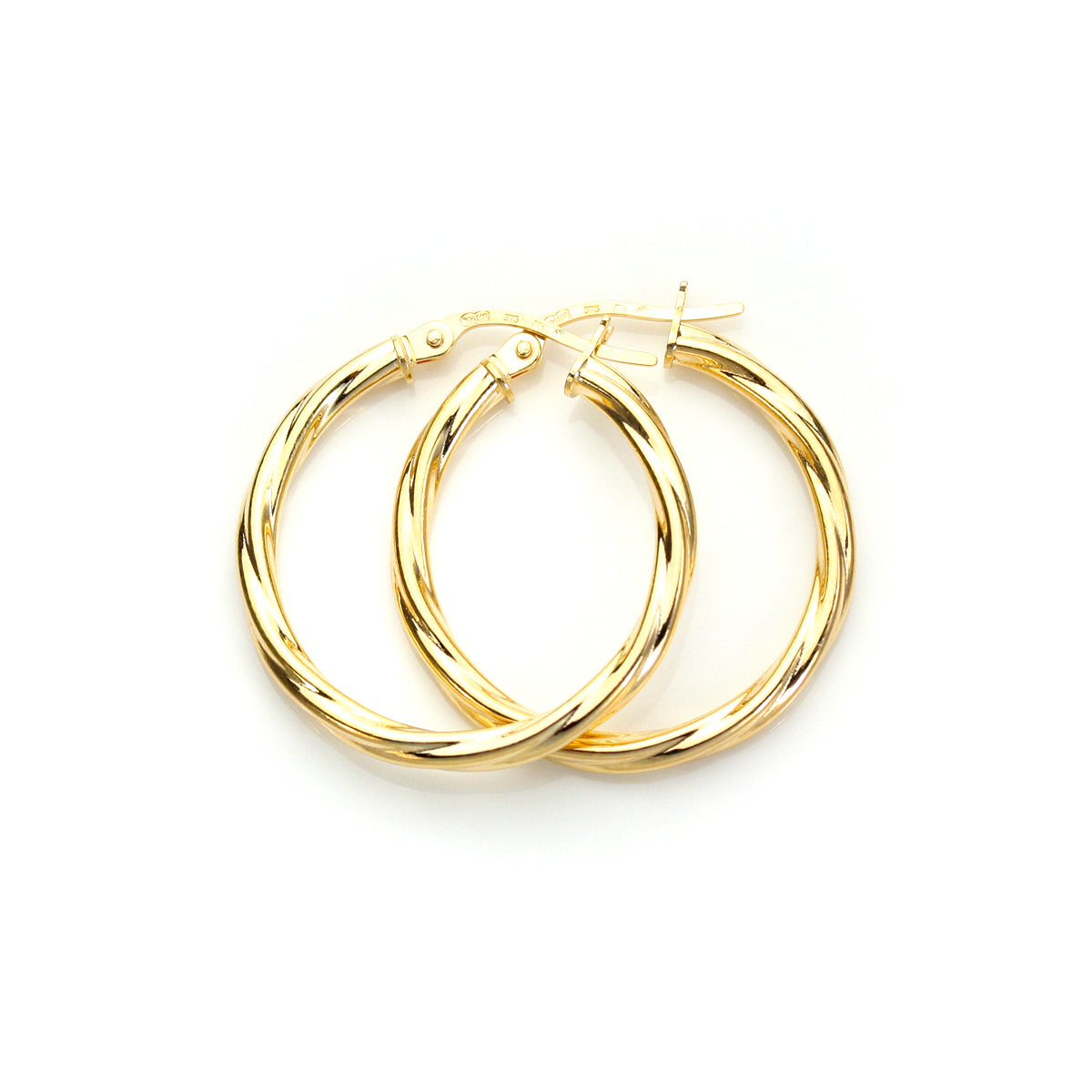 Boucles d'oreilles créoles torsadées en or jaune 9 carats