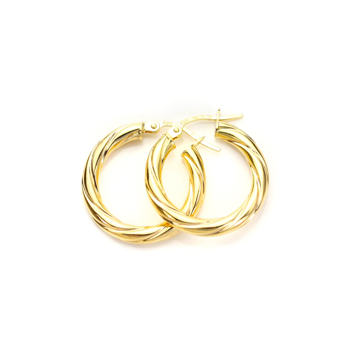 Boucles d'oreilles créoles torsadées en or jaune 9 carats de 3 mm