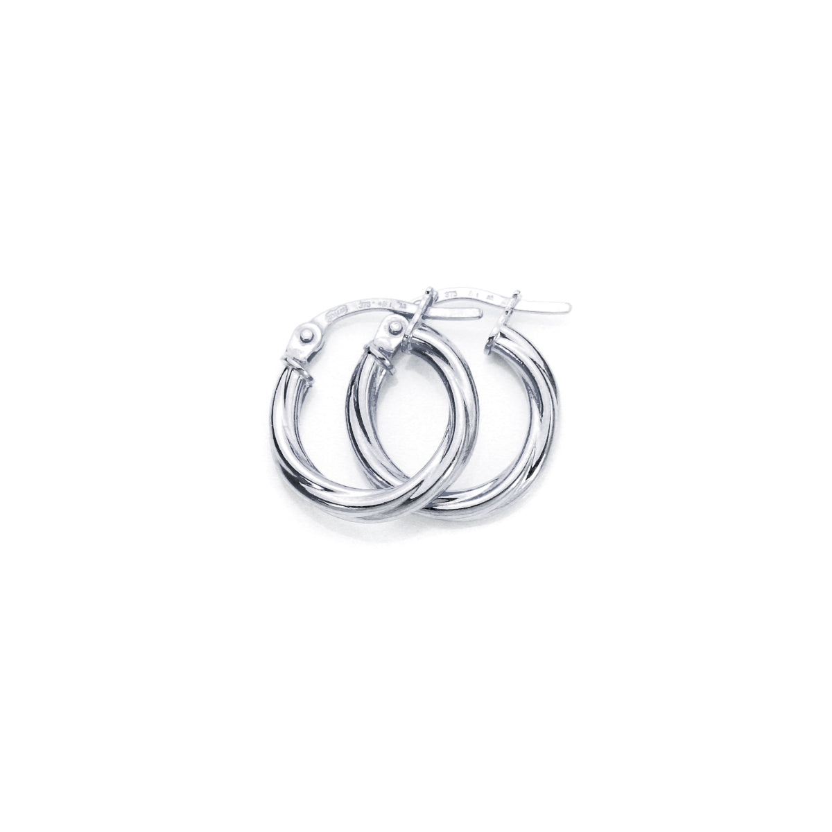 Boucles d'oreilles créoles torsadées en or blanc 9 carats de 2 mm