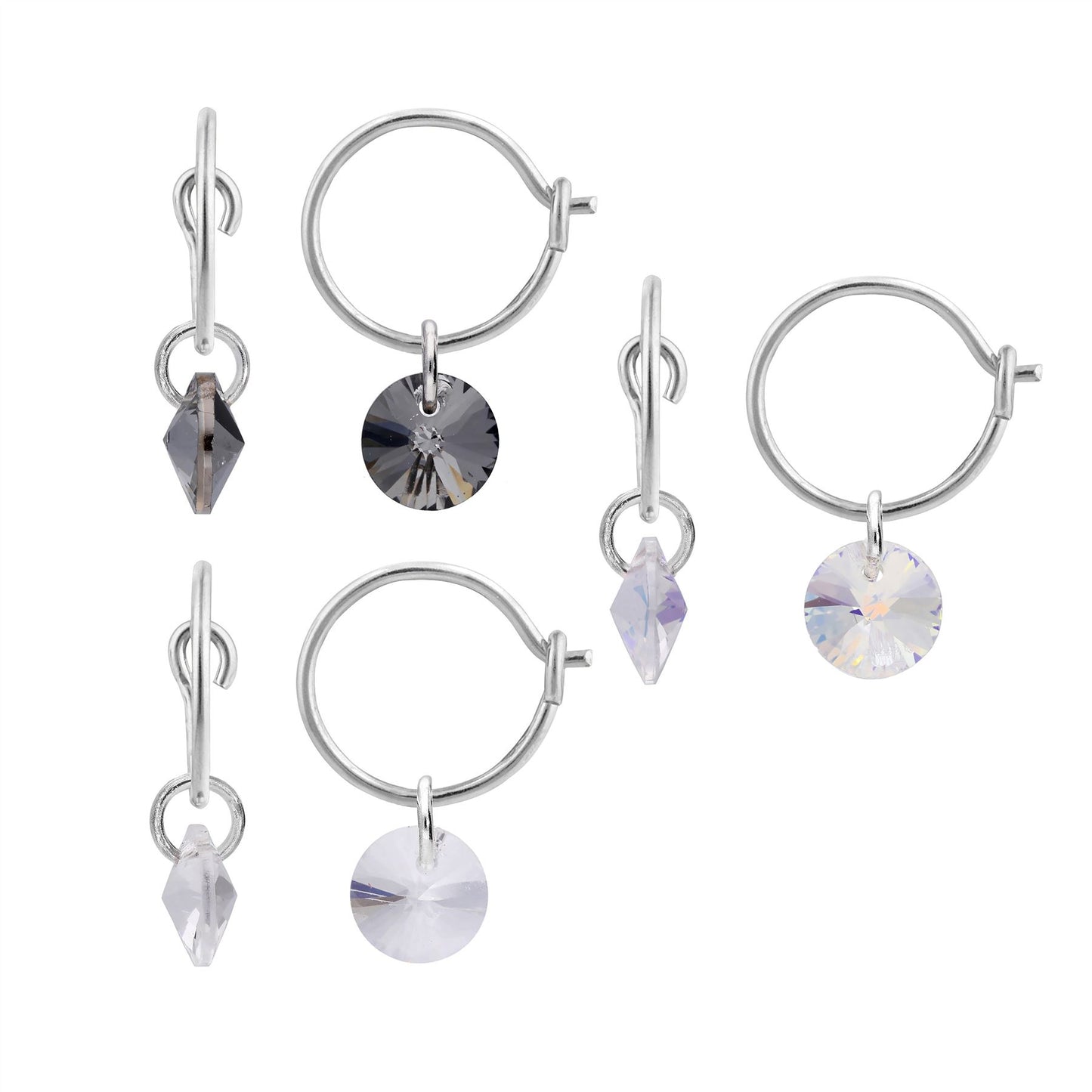 Boucles d'oreilles créoles en argent sterling avec breloques Swarovski Elements