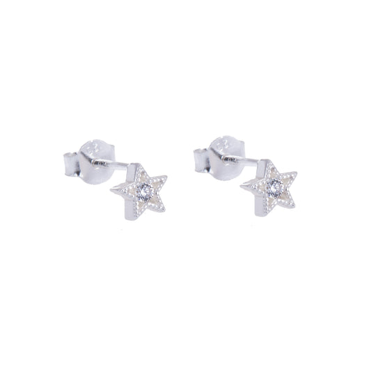 Boucles d'oreilles à tige en argent sterling et cristal CZ en forme d'étoile