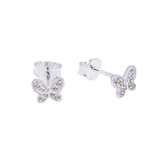 Boucles d'oreilles papillon en argent sterling incrustées de zircones cubiques