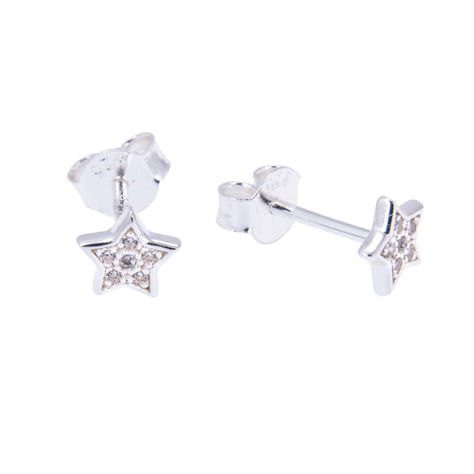 Boucles d'oreilles à tige en argent sterling et cristaux CZ incrustés d'étoiles