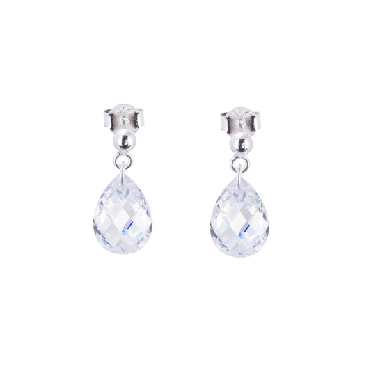 Boucles d'oreilles à tige en argent sterling et cristal CZ à facettes en forme de poire