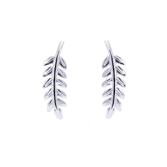 Boucles d'oreilles à tige en argent sterling avec feuilles