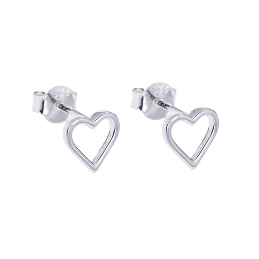Boucles d'oreilles à tige en argent sterling en forme de cœur ouvert