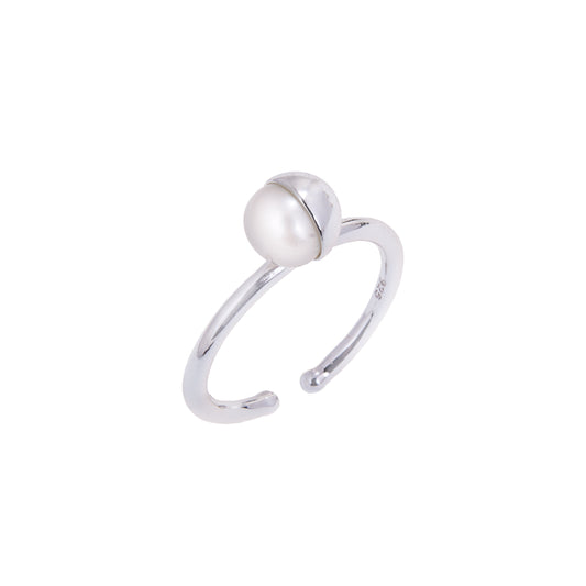 Bague réglable en argent sterling avec perle