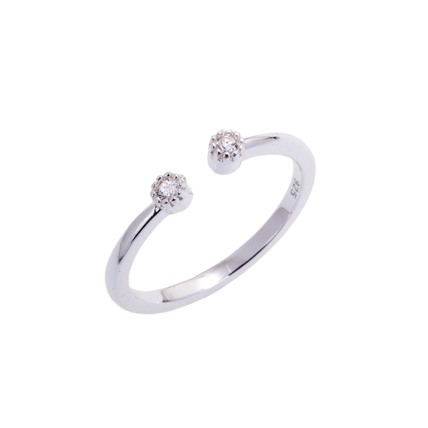 Bague réglable en argent sterling et cristal CZ