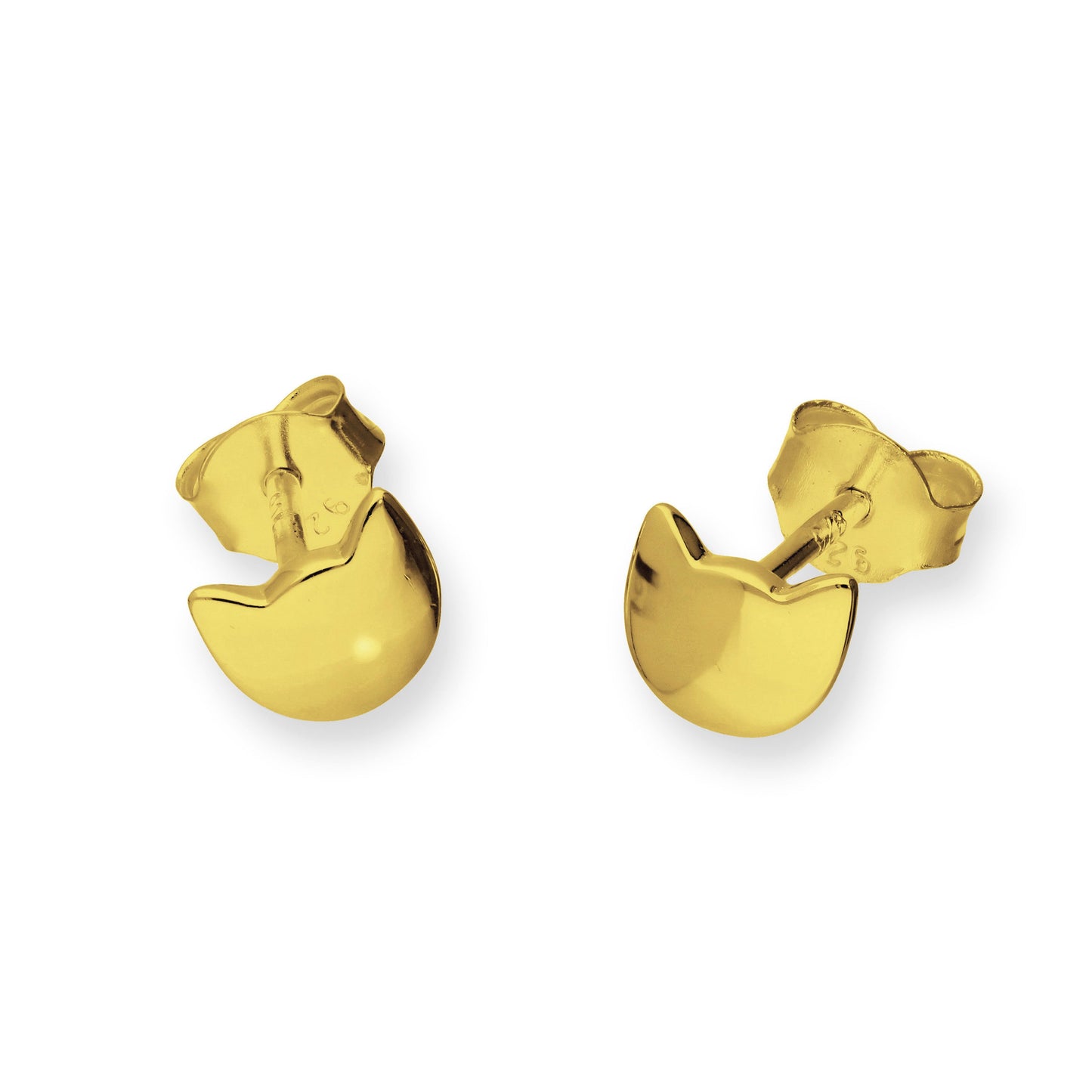 Boucles d'oreilles à tige en argent sterling plaqué or en forme de tête de chat