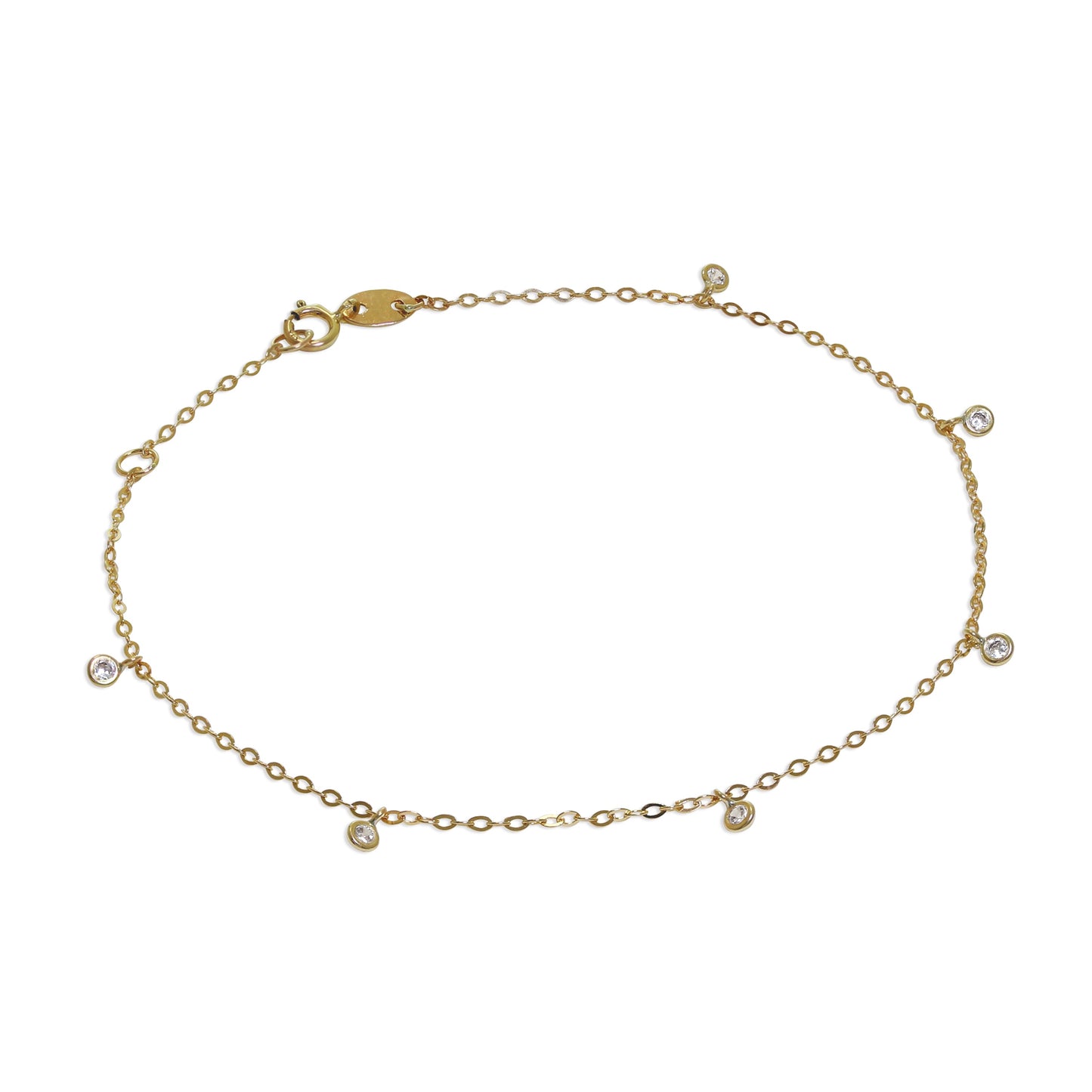Bracelet extensible de 18 cm en or 9 carats et cristal CZ transparent