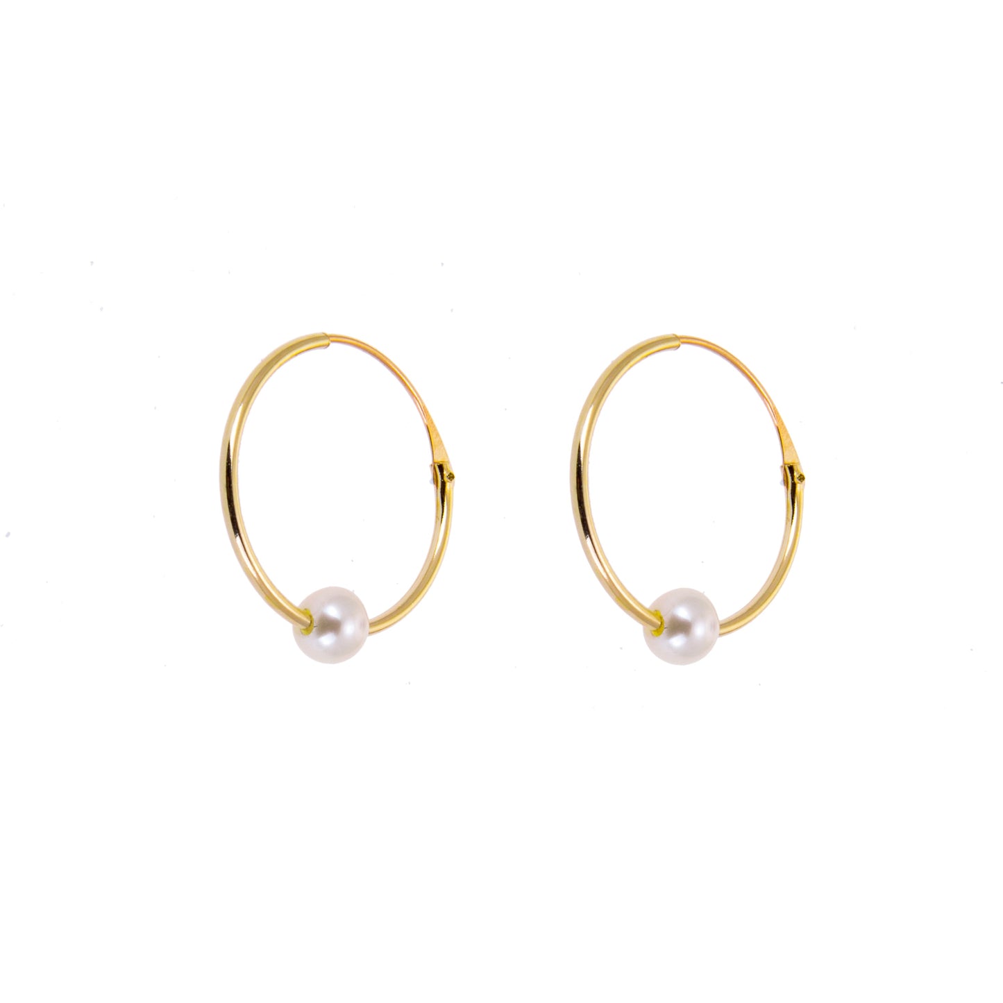 Boucles d'oreilles créoles en or jaune 9 carats avec perle