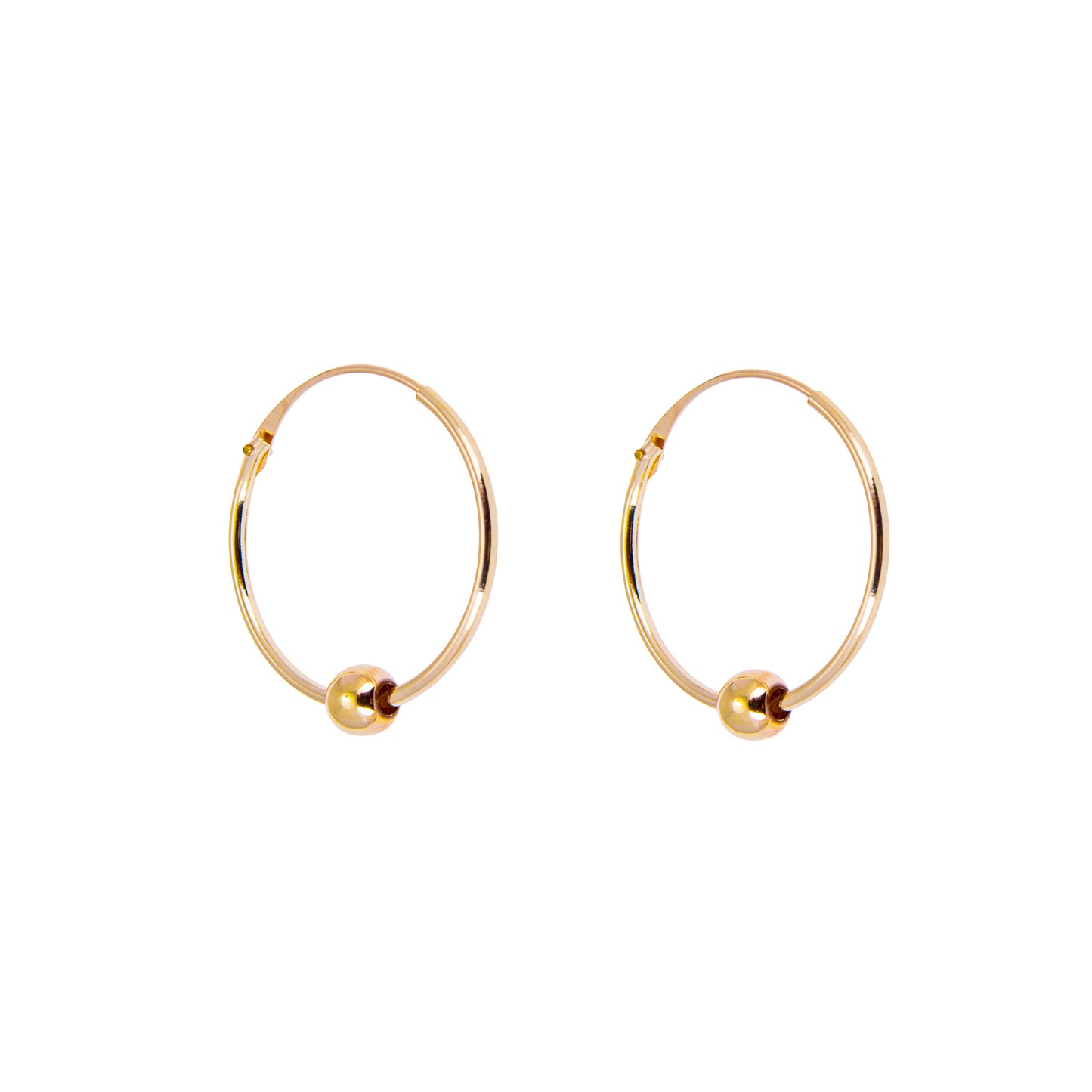 Boucles d'oreilles créoles en or jaune 9 carats avec perle de 3 mm