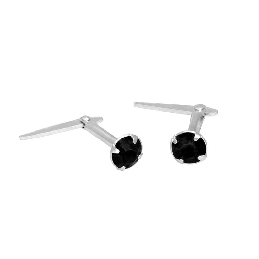 Boucles d'oreilles à tige Andralok en argent sterling et cristal CZ noir de 3 mm