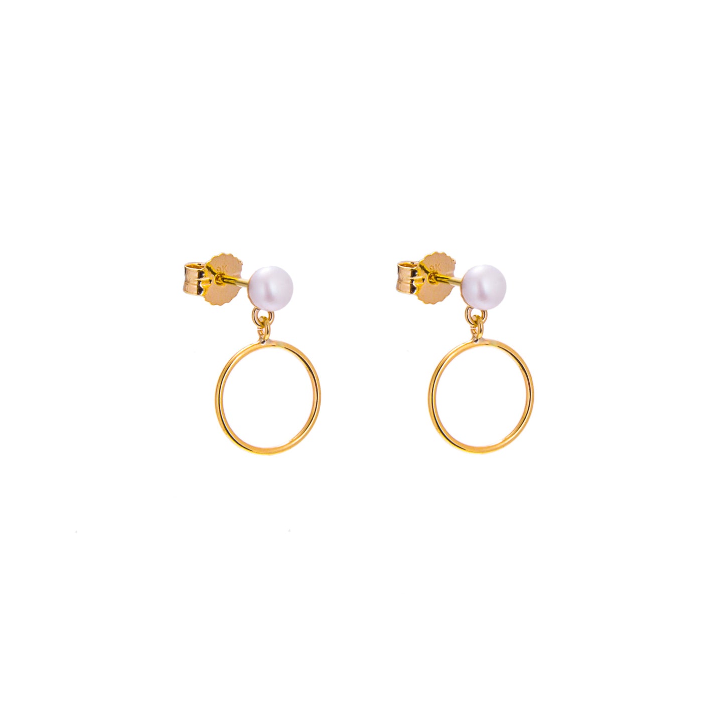 Boucles d'oreilles pendantes en or 9 carats avec petites perles d'eau douce