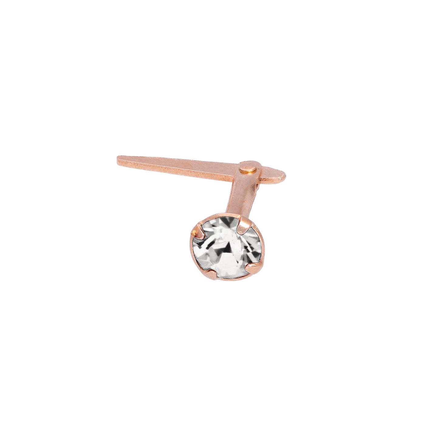 Piercing de nez Andralok en argent sterling plaqué or rose et cristal CZ de 3 mm