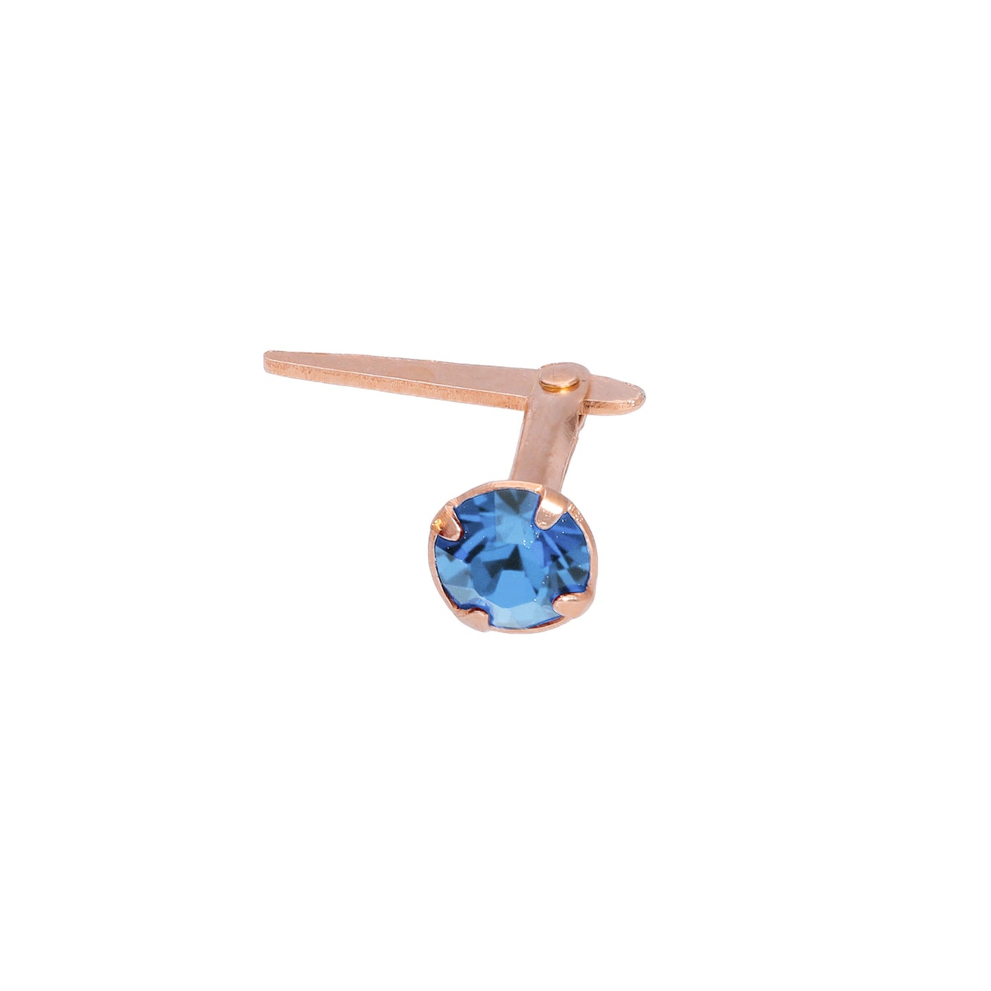 Piercing de nez Andralok en argent sterling plaqué or rose et cristal CZ de 3 mm