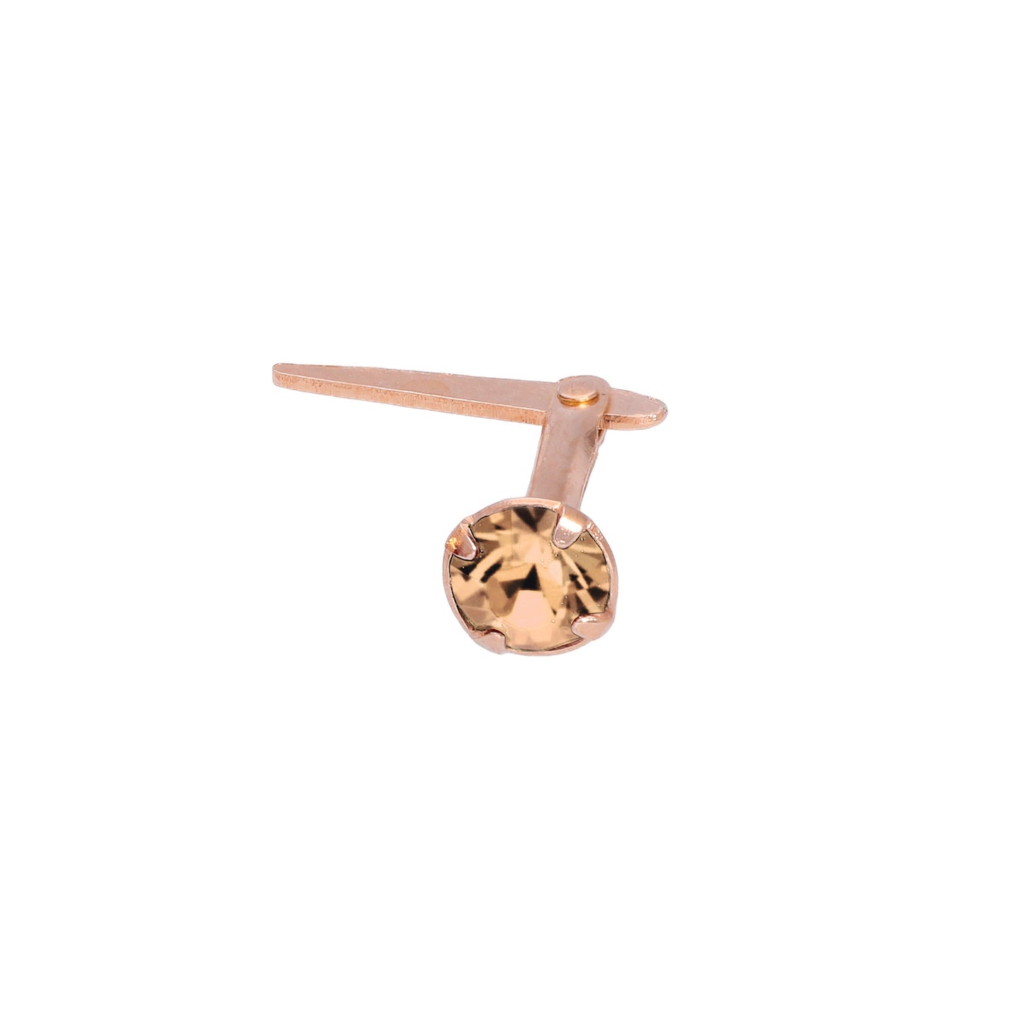 Piercing de nez Andralok en argent sterling plaqué or rose et cristal CZ de 3 mm