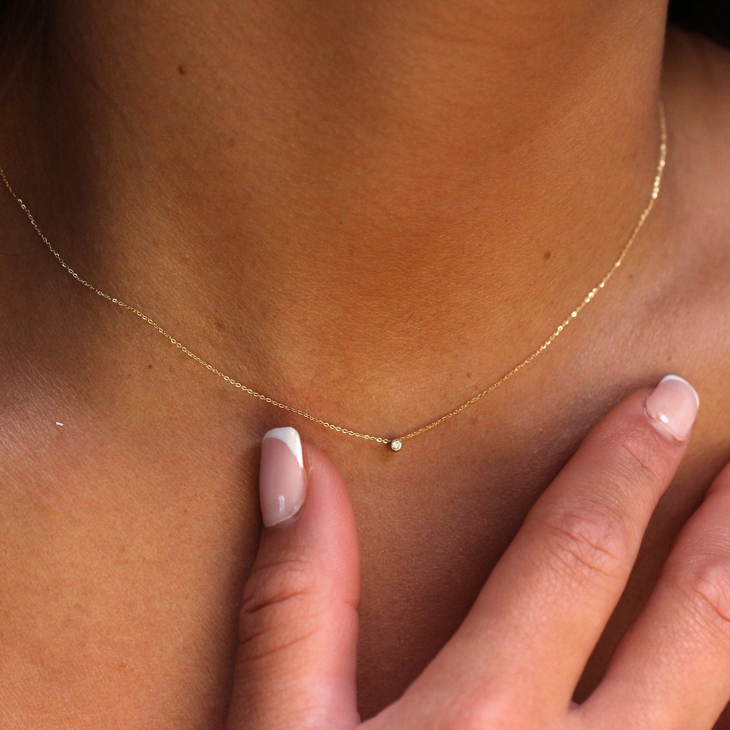 Collier en or 9 carats avec diamants de 0,03 carat, 40 cm