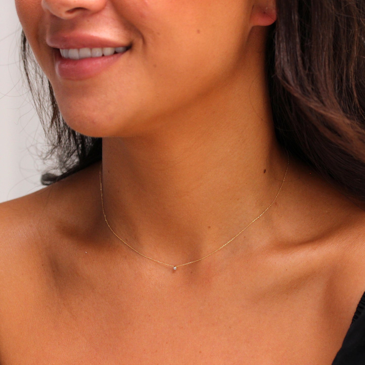 Collier en or 9 carats avec diamants de 0,03 carat, 40 cm