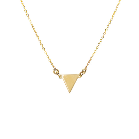 Collier avec pendentif triangle plat en or jaune 9 carats