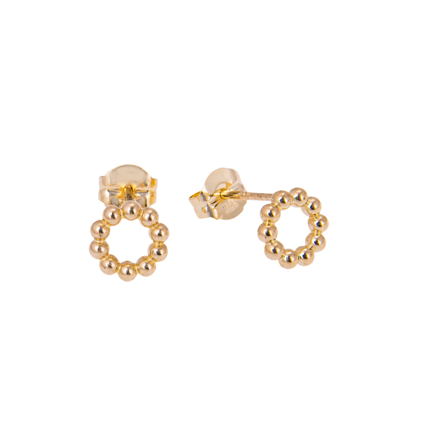 Boucles d'oreilles à tige en or 9 carats avec perles à pompon et cercle ouvert