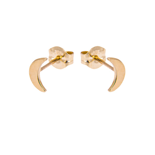 Boucles d'oreilles à tige en or 9 carats avec lune plate