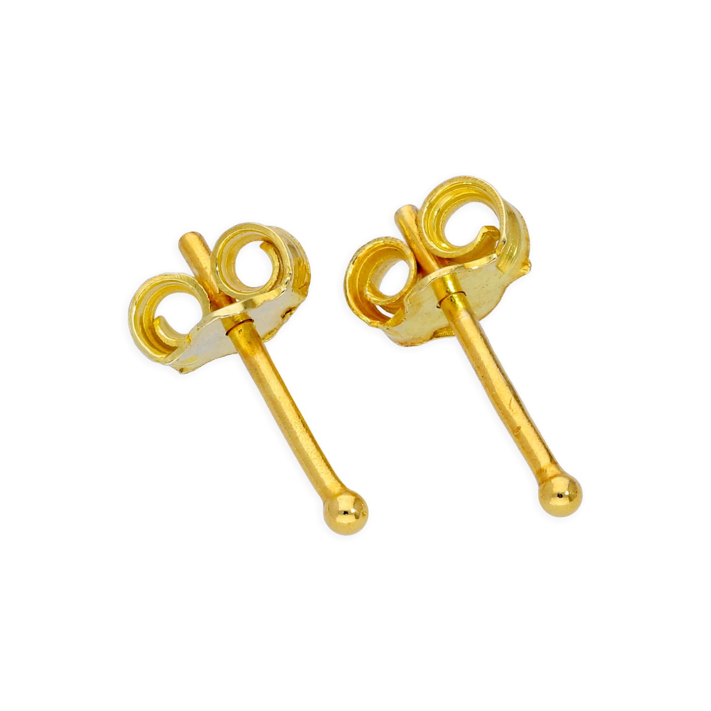 Boucles d'oreilles à tige en argent sterling plaqué or, petites boules de 2 mm à 6 mm, et paquets