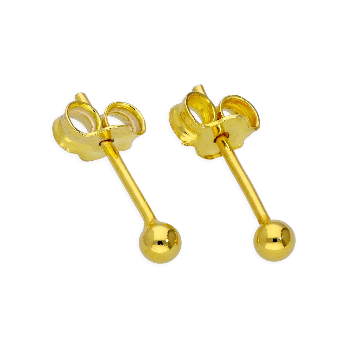 Boucles d'oreilles à tige en argent sterling plaqué or, petites boules de 2 mm à 6 mm, et paquets