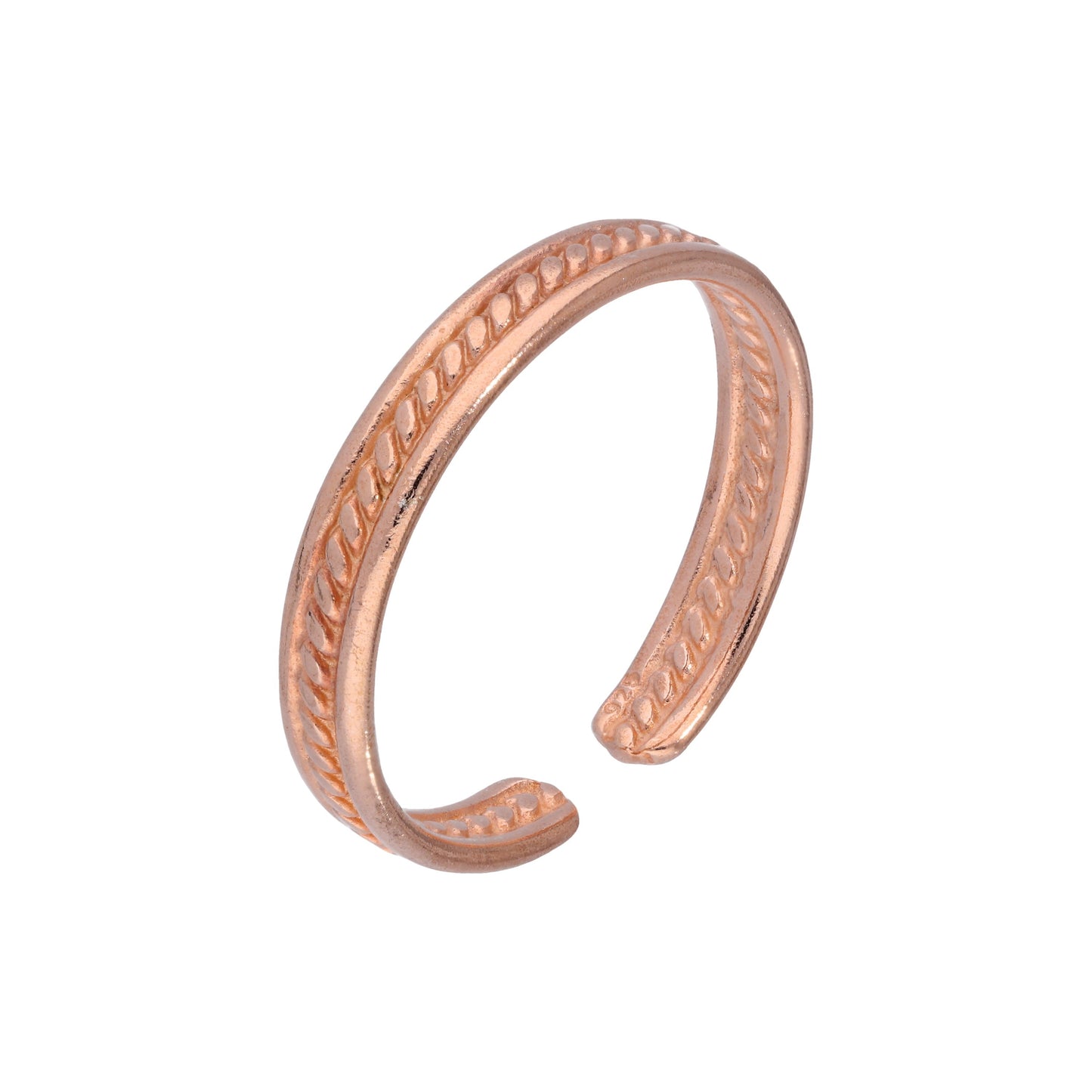 Bague d'orteil réglable en argent sterling plaqué or rose de 3 mm