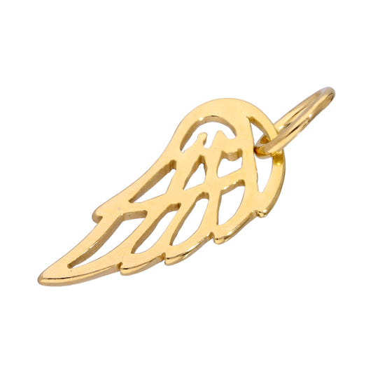 Breloque aile d'ange ouverte en argent sterling plaqué or