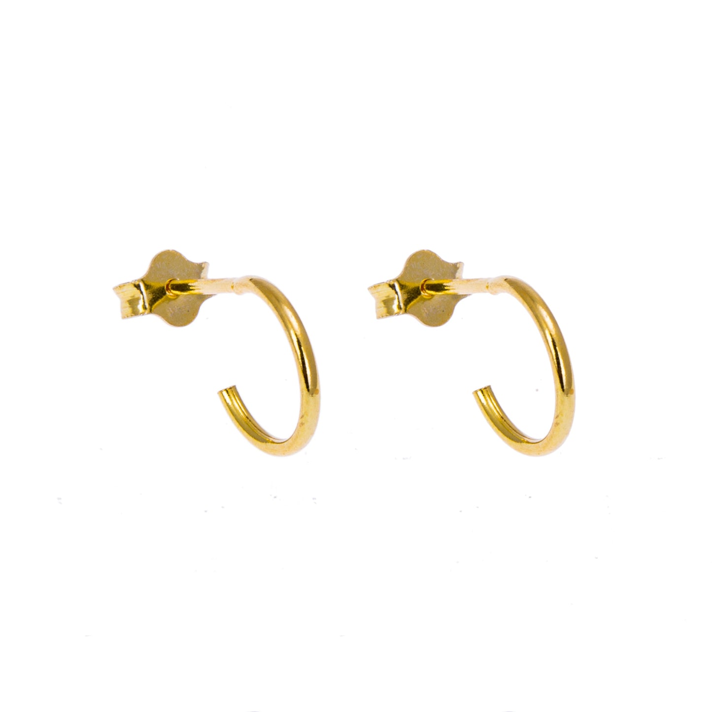 Boucles d'oreilles créoles ouvertes en argent sterling plaqué or de 8 à 16 mm