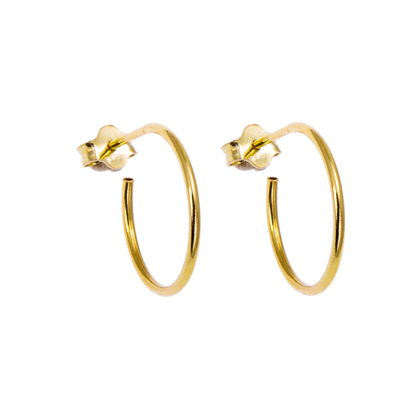 Boucles d'oreilles créoles ouvertes en argent sterling plaqué or de 8 à 16 mm