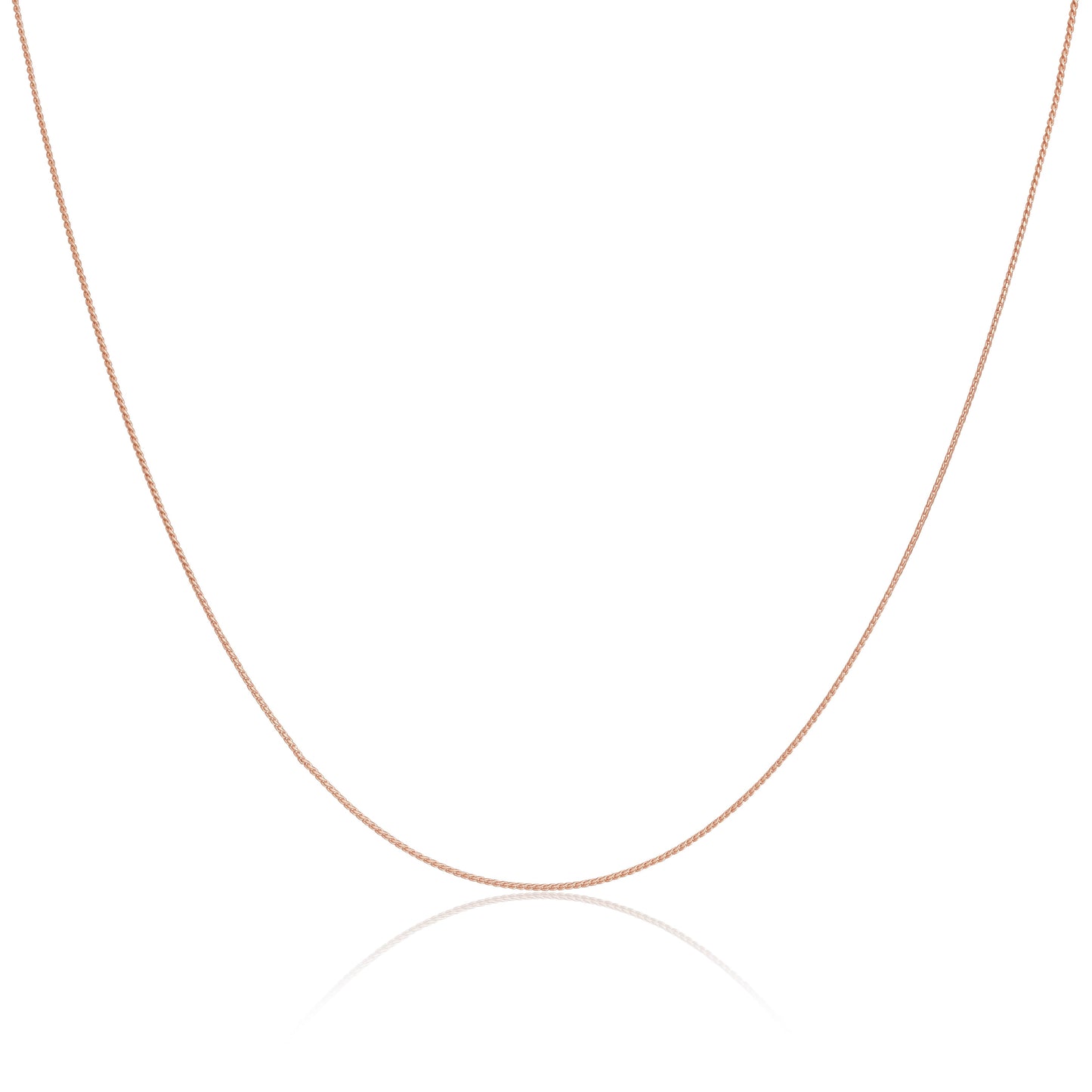 Collier en argent sterling plaqué or rose de 14 à 28 pouces avec chaîne en queue de renard