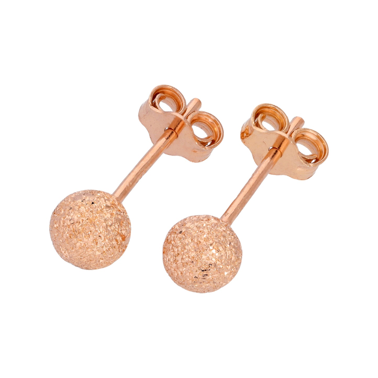 Boucles d'oreilles à tige en argent sterling givré plaqué or rose 3-8 mm