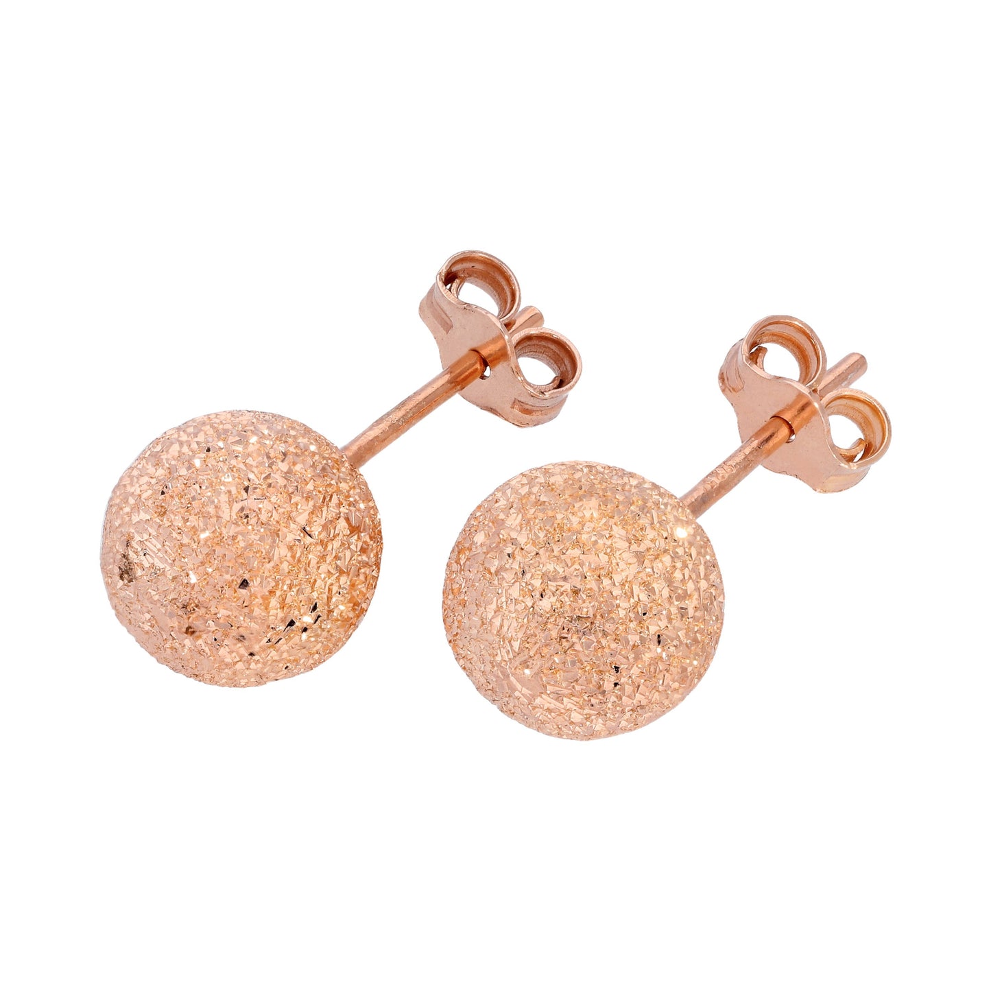 Boucles d'oreilles à tige en argent sterling givré plaqué or rose 3-8 mm
