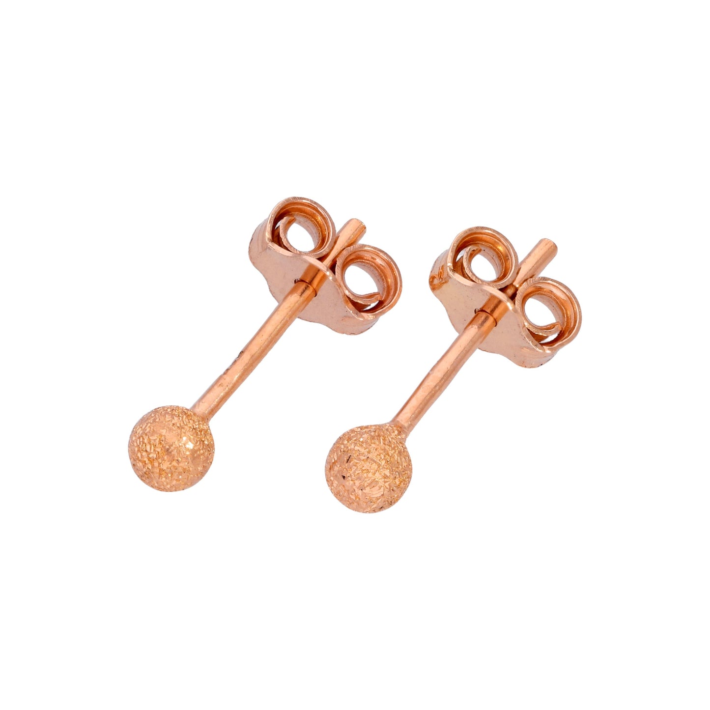 Boucles d'oreilles à tige en argent sterling givré plaqué or rose 3-8 mm