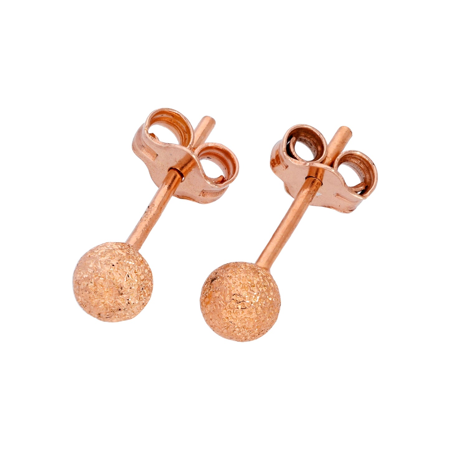Boucles d'oreilles à tige en argent sterling givré plaqué or rose 3-8 mm