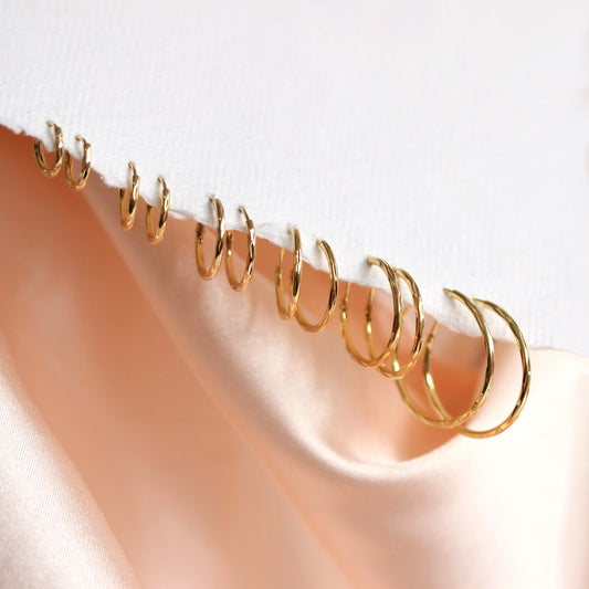 Boucles d'oreilles créoles en argent sterling plaqué or taille diamant 8-20 mm