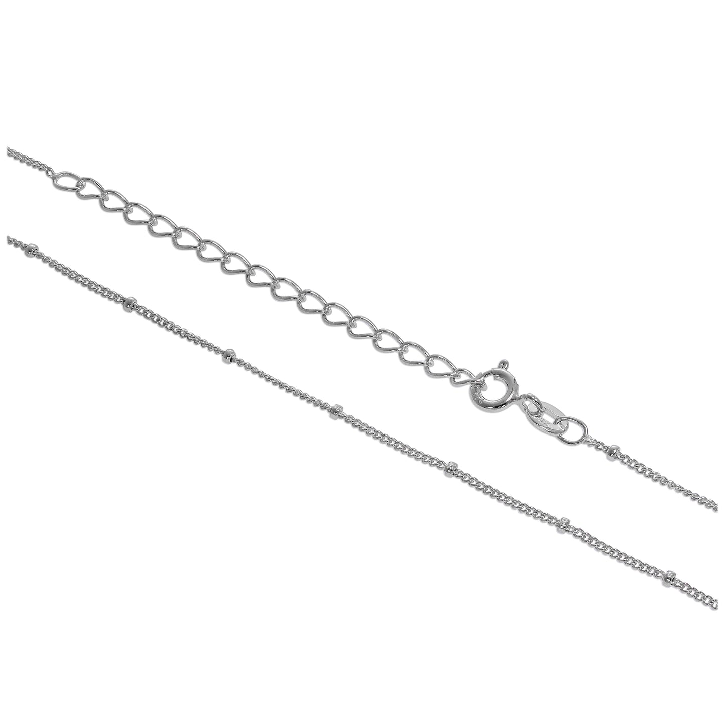 Chaîne gourmette en argent sterling à pompon taille diamant de 12 à 24 pouces